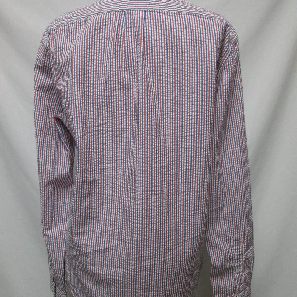 J Crew Vintage Seersucker button down collar shirt Men Cotton Size Sz Medium Md